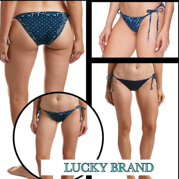 Lucky Brand Reversible Side Tie Bikini Bottom Size Medium - Picture 2 of 8